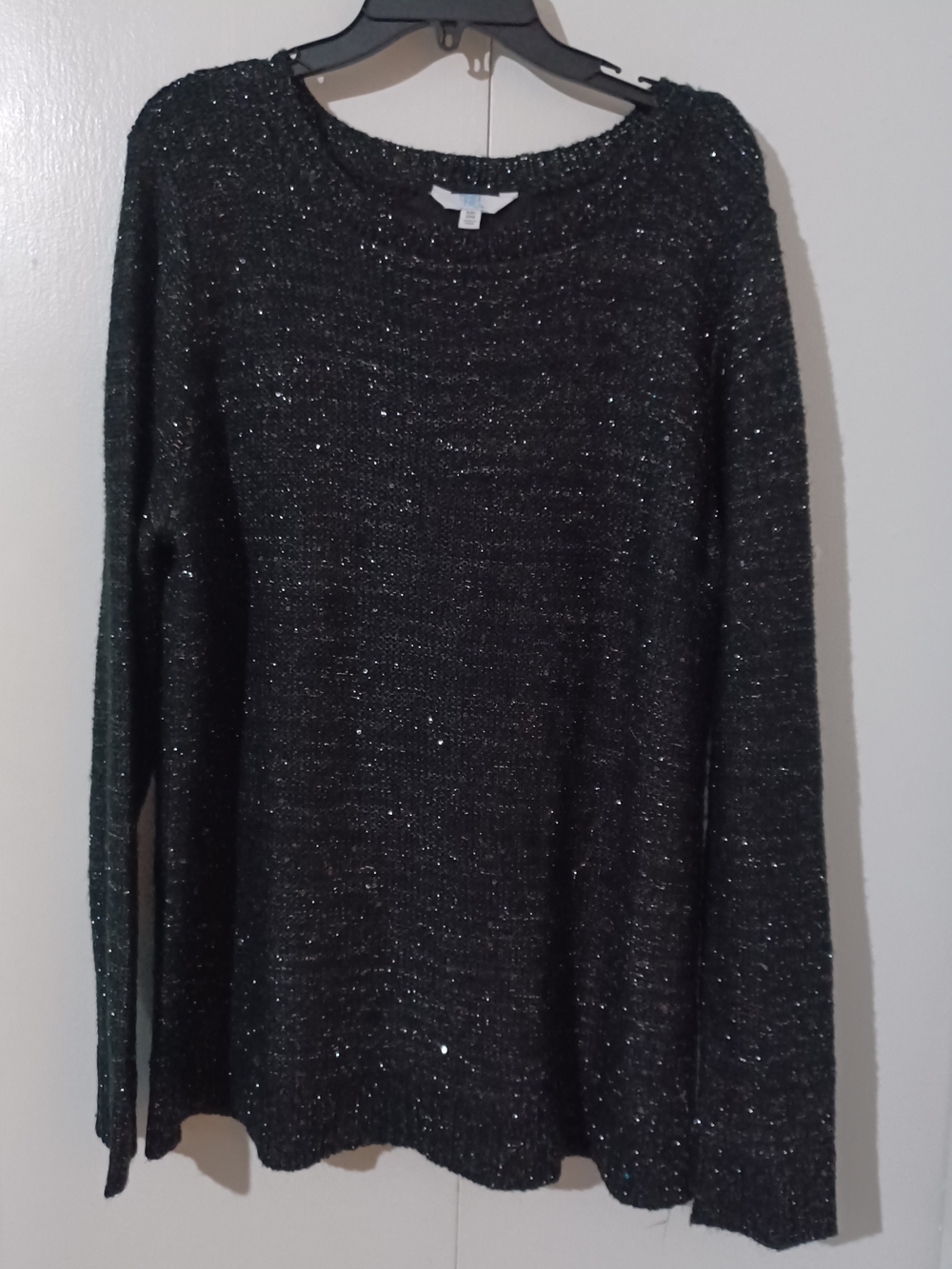 Time and Tru Black Metallic Crewneck Sweater